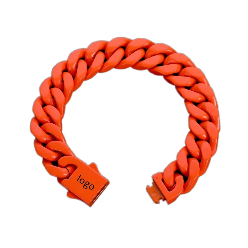 Cuban Link Chain Bracelet Logo tuy chinh cua Cuba lien ket chuoi vong deo tay bang thep khong gi