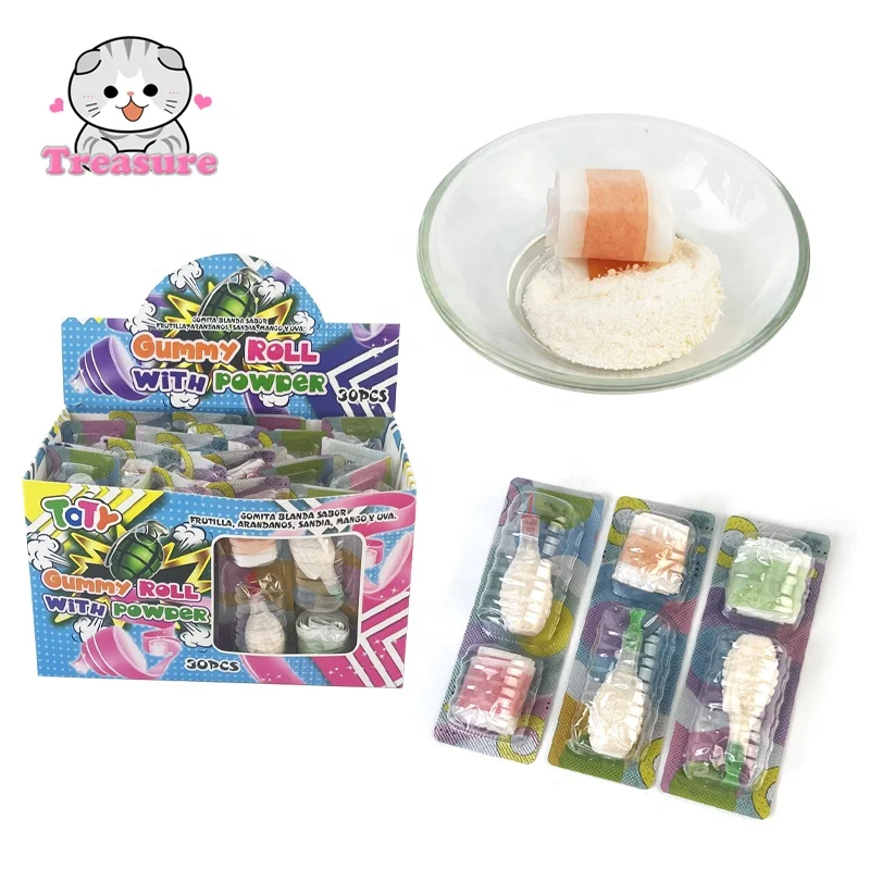 Roll belts candy with sour powder halal candy