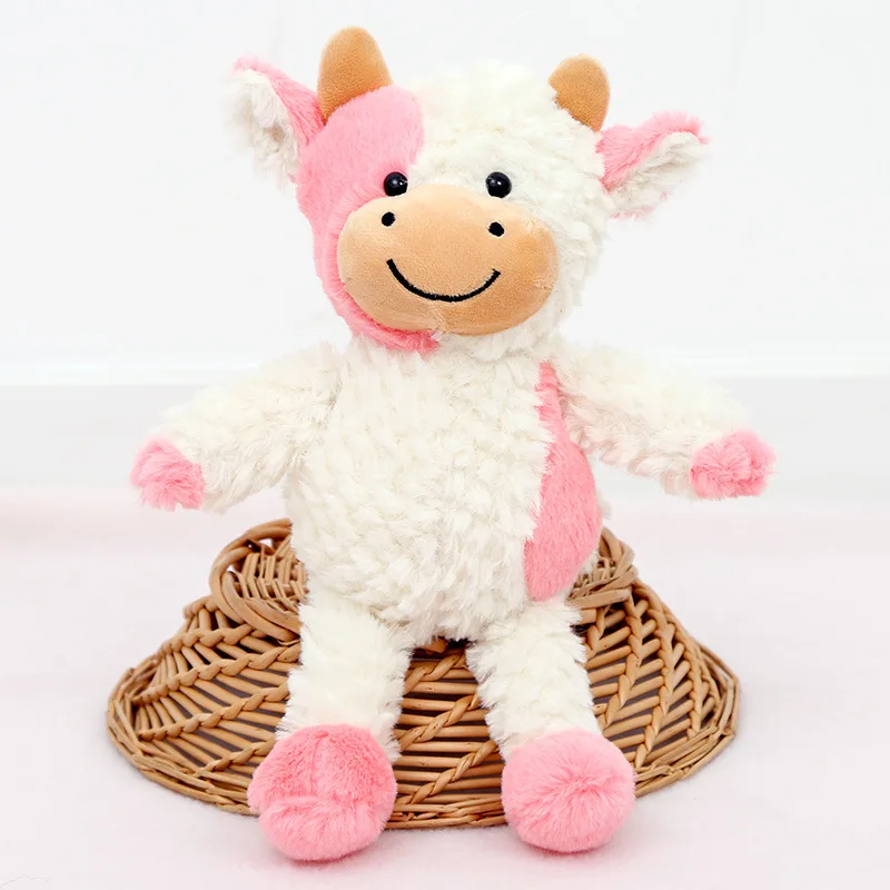 Wholesale cow plush toys black and white smiling calf sitting models birthday gift girls rag doll flowers decoration PP cotton