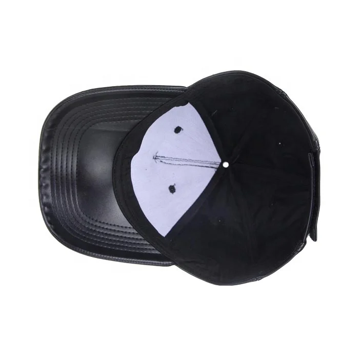 Black Leather Baseball Cap Sports Cap Hat Custom Kids Plain 5-panel Hat Unisex Character Embossed Babies COMMON