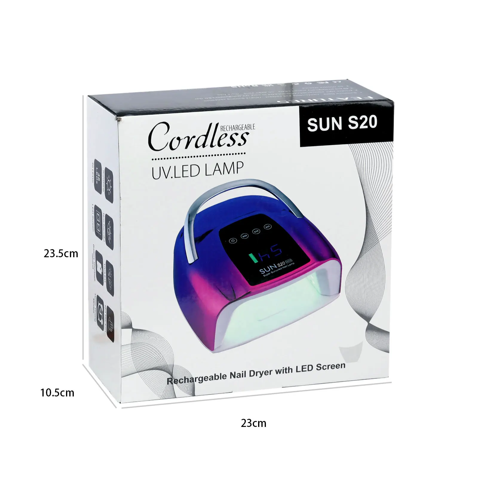 Misscheering S20 200W High Powder Wireless Rechargeable Automatic Induction Nail Art Lamp for Nail Gel Polish Quick Drying Lamp