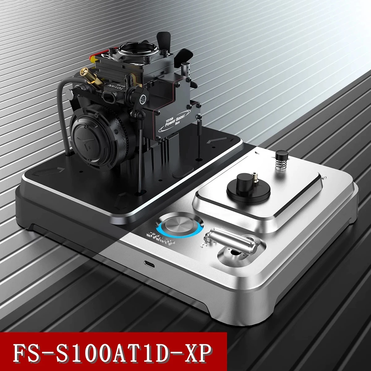 Toyan Engine Nitro Single Cylinder Four Stroke Engine Model L100 Toy FS-S100AT1D-XP Gift Version with Base and Starter Kit STEM