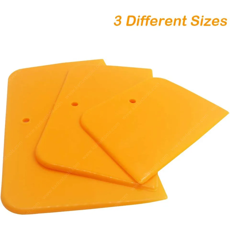 Automotive Body Filler Spreader 3 Sizes Reusable Plastic Puddy Scraper Set for Fillers, Putties, and Paint Bondo Spreaders