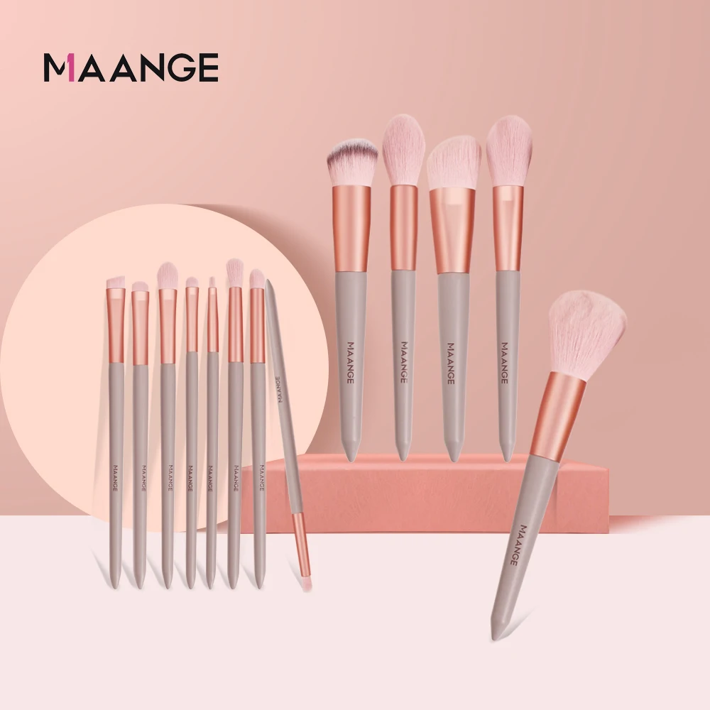 Maange Pro Foundation Powder Blending Eyebrow Makeup Brushes Set Nano Wool Fiber Synthetic Hair Set Of Brushes