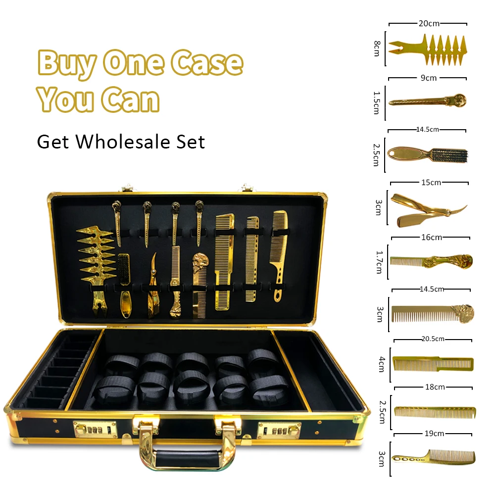 Multifunction Barber Hairdressing Toolbox Grooming Kit With Comb Clip Razor Set High Capacity Aluminum Case With Password Lock