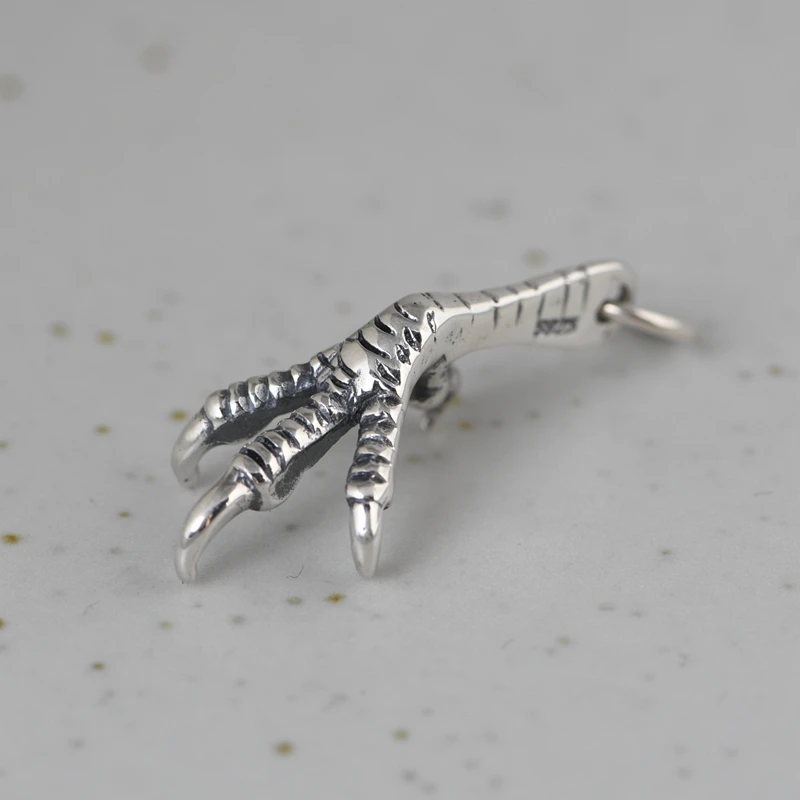 Wholesale 100% S925 Sterling Silver retro hip hop Eagle Claw Necklace Pendant for men and women