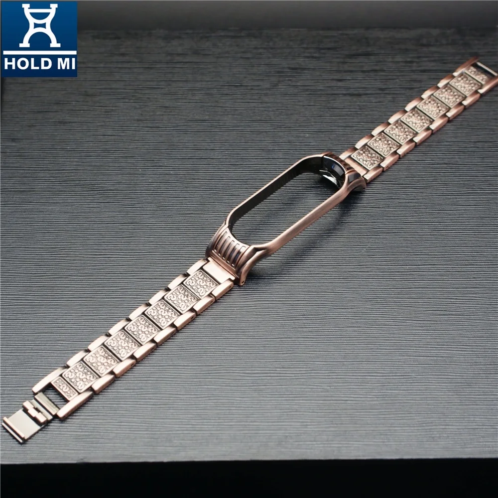 HOLDMI new 43048 avengers series antique copper color stainless steel watch band for mi band4
