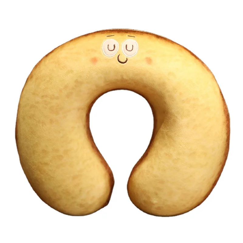 Cute Cartoon Soft Bread Pattern U shape Neck Pillow for Sleep Travel Airplane Pillow Protect Neck