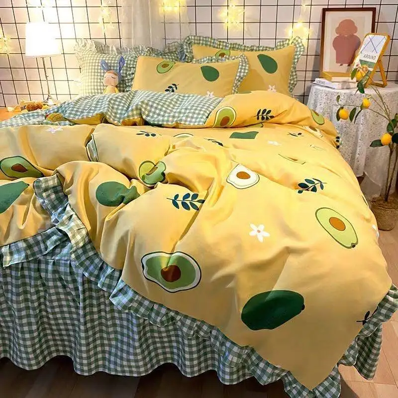 High Quality Comfort for Girls Luxery Kids Bedsheet Cartoon Bedding Sets Aloe Vera Cotton Wedding Four-piece Kit Printed 4 Pcs
