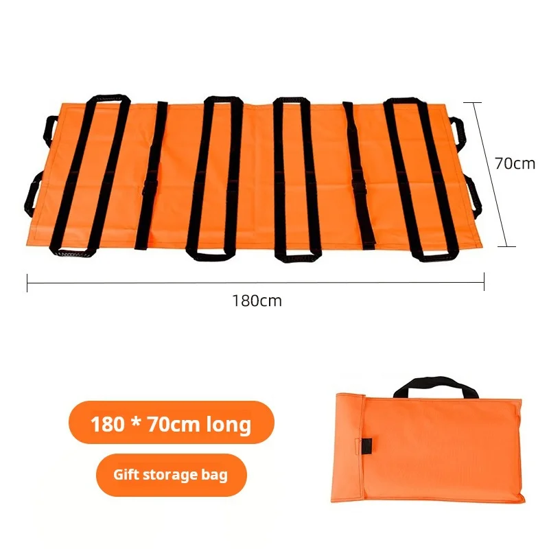 Orange Emergency Transport Stretcher Foldable Portable Lightweight Transfer Board for Patient Nnimal Rescue with 12 Handles