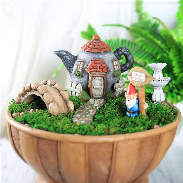 Garden Figurines Miniature Garden Accessories Polyresin Miniature Garden Figures SCULPTURE Artificial Flower Miniature Resin