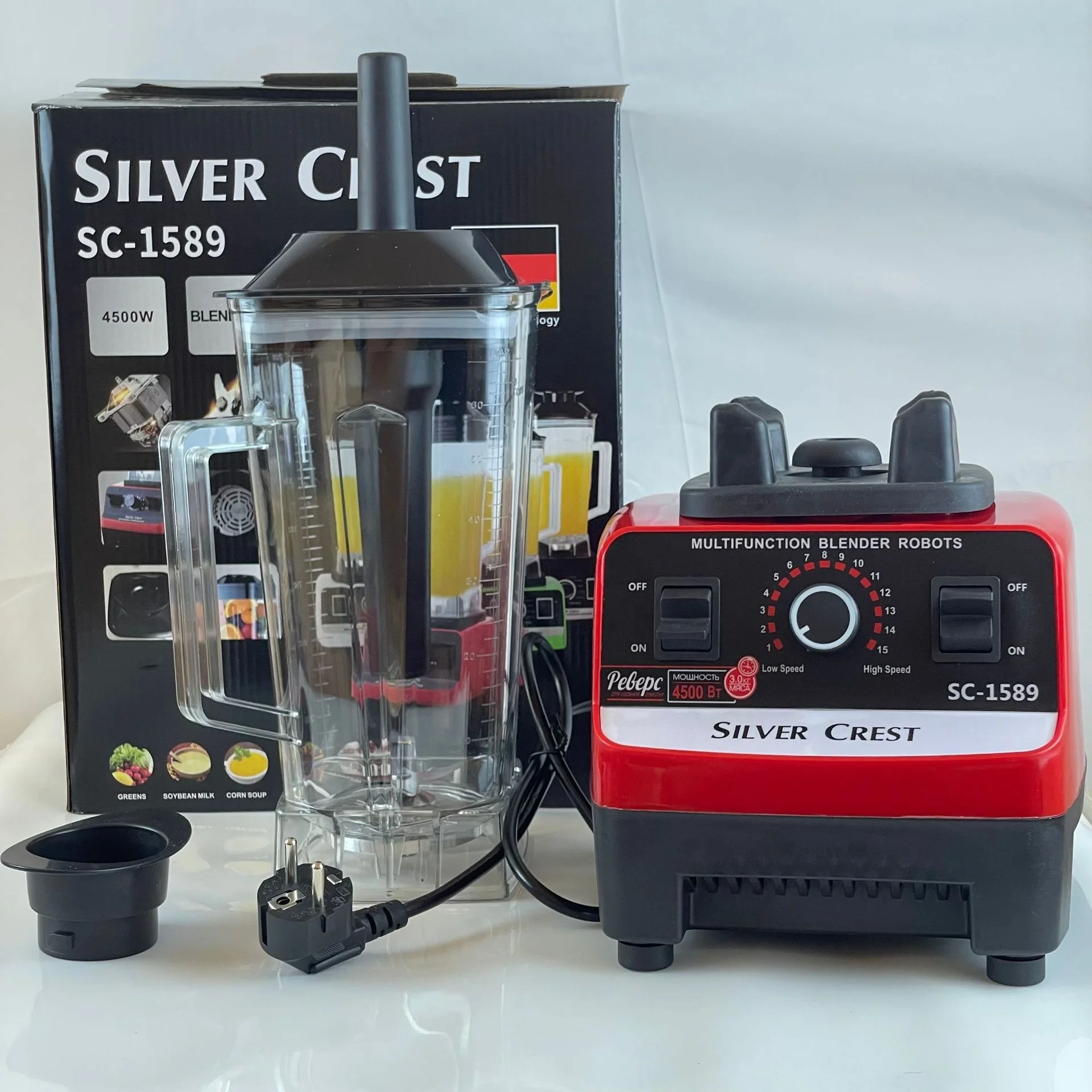Silver Crest Blender 4500W 2L Large Capacity Commercial With Mixer Grinder Heavy Duty Machine Portable Ice Smoothie Blenders