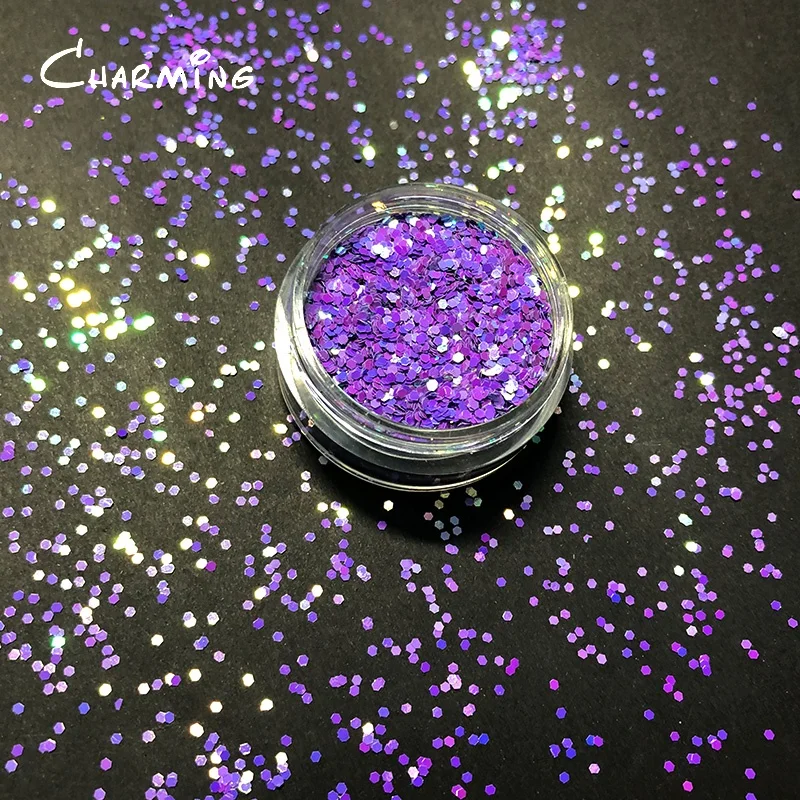 Factory Supply And All Of Parties Decoration Hexagon Shape Magnificent Blue Violet Shift Glitter