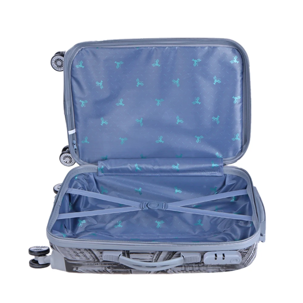 
New Arrival PC material travel trolley luggage sets carry-on bag suitcase with beautiful pattern 