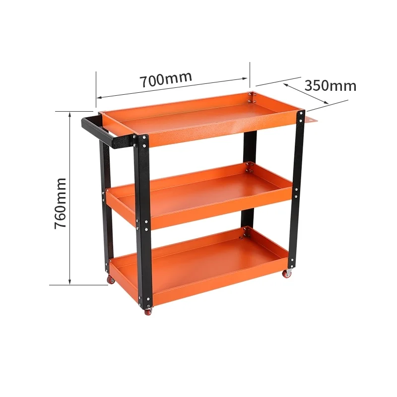 Heavy Duty 4 Wheels 3-Tier Service Mobile Industrial Utility Tool Wagon Cart Service Garden Rolling Work Cart Storage Trolley