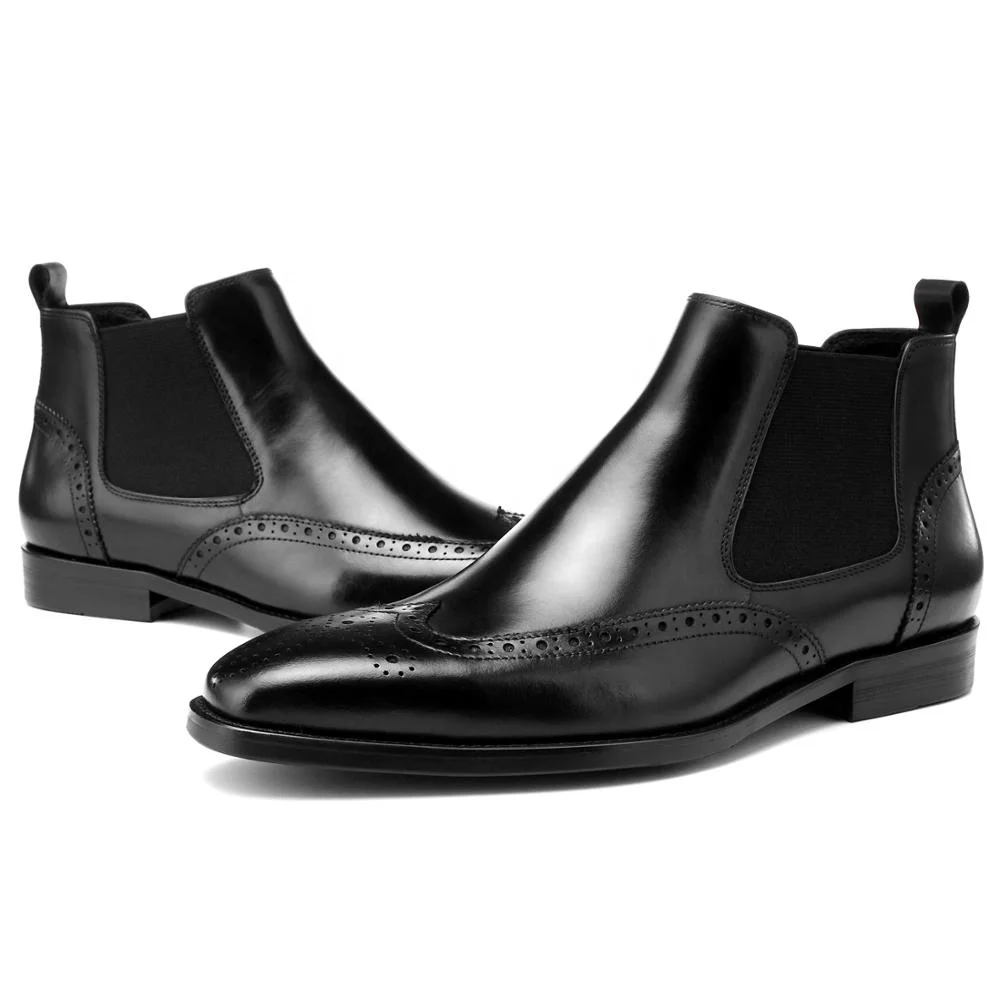 2020 Fashion Handmade Ankle Boots Manufacturer Men Genuine Leather Shoes Oxford Brogue Boots