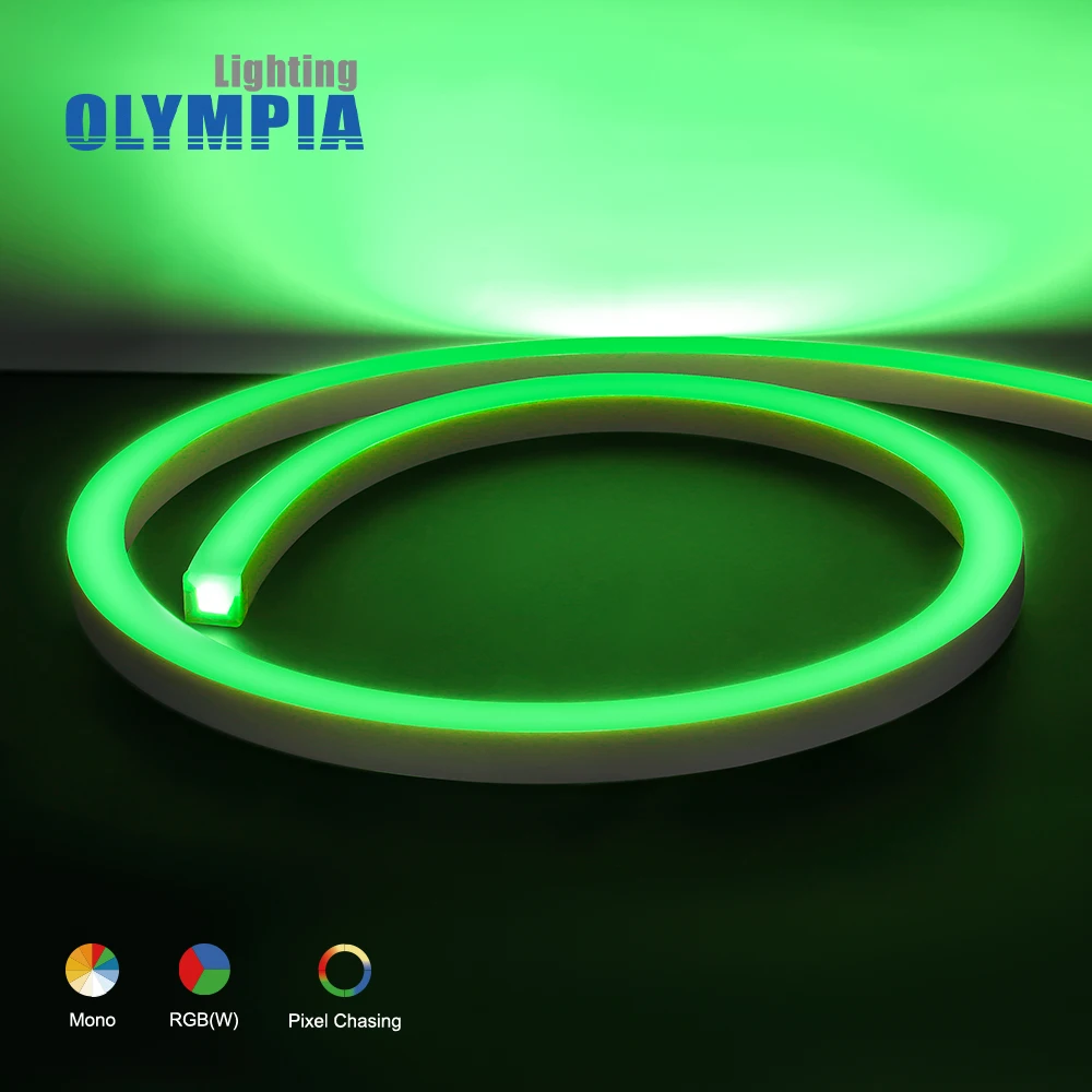 CE RoHS UL led neon silicone/PVC 2835 24V green color outdoor waterproof IP68 flex rope led strip light flexible neon lights