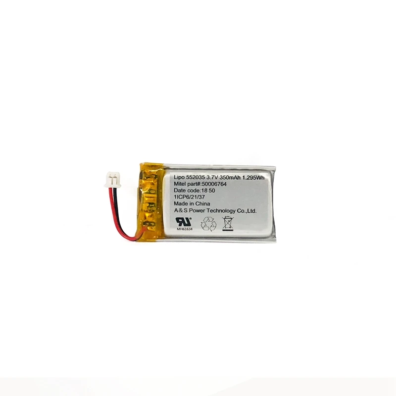 UL1642 Сертифицированный 552035 500 циклов 350 мАч аккумулятор с проводом pcb