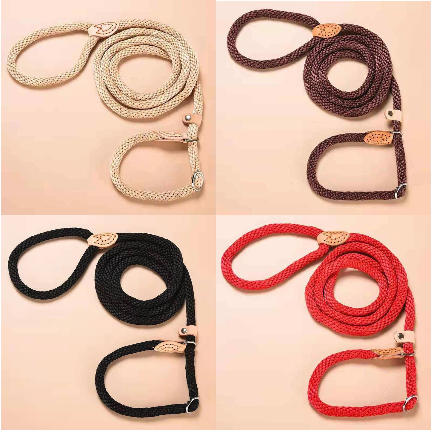 Dog Leash Slip Rope Waterproof Nylon Dog Leash No Pull Training Lead Leashes for Medium Large And Small Dogs