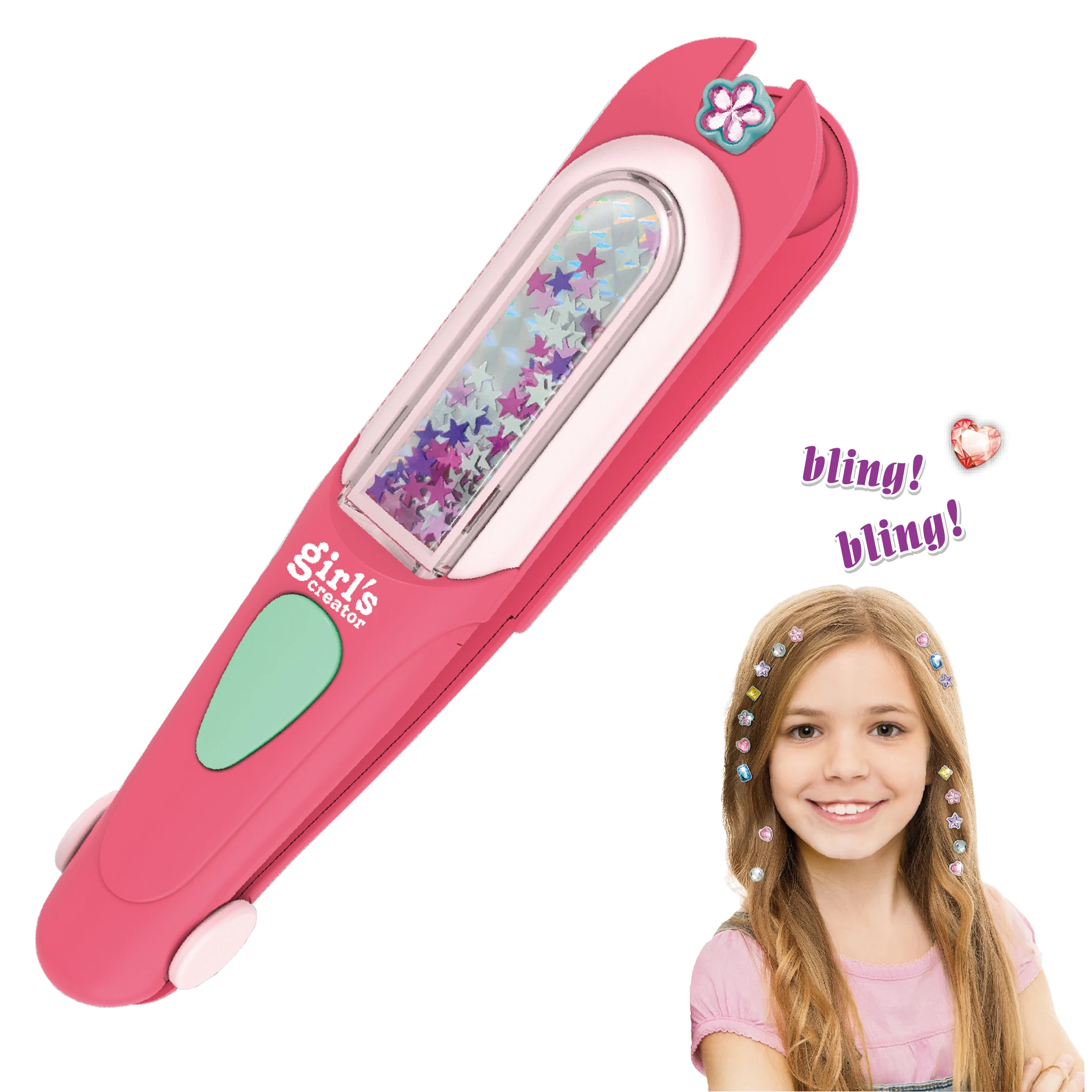 TOMMABO Girl Hair Gem Machine Pretend Play Toys Hair Braider Machine Toys Set DIY Girl Toys