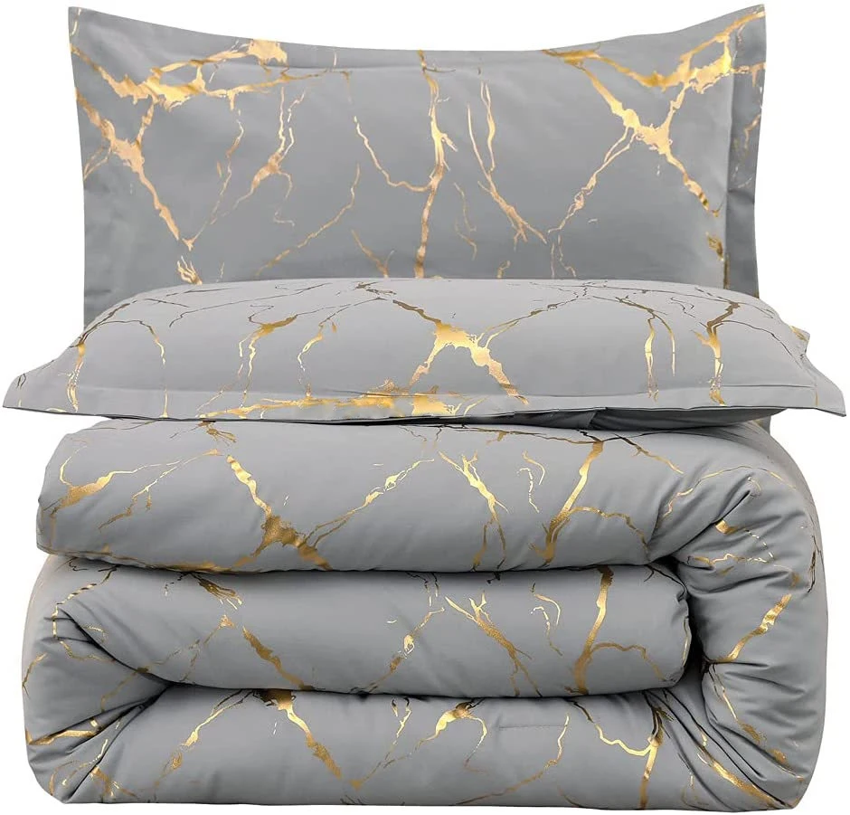 1800 thread count bedding set Marble texture mixes with gold stamp style Quilt Set comforter sets