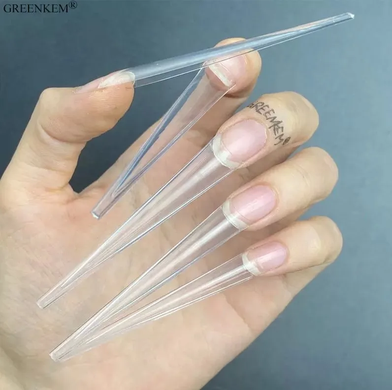 Luxury 240pcs/box Full Cover Nail Tips4XL Long square Stiletto Nails Tip Coffin Shape Long No c Curve