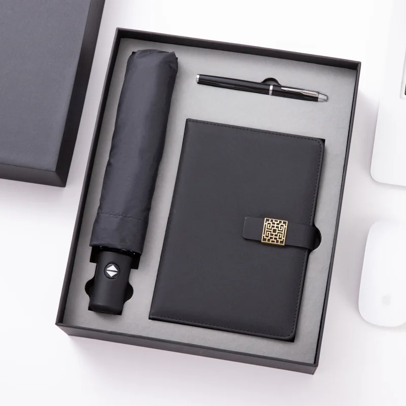2024 new design journal notebook and pen gift stationery set notebook set gift sets with umbrellas and USB