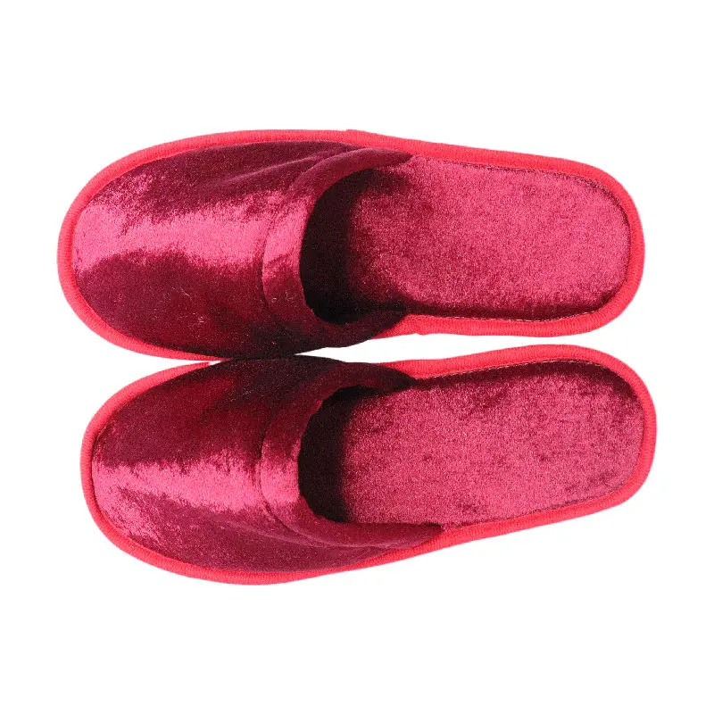 Wholesale Price Luxury 5 Star Velvet White Disposable Bathroom Indoor Hotel Slipper