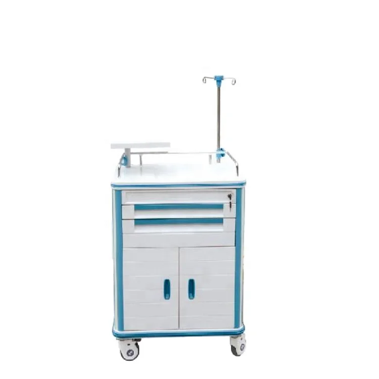 good selling multi-function 4 wheels hospital used ABS plastic trolley