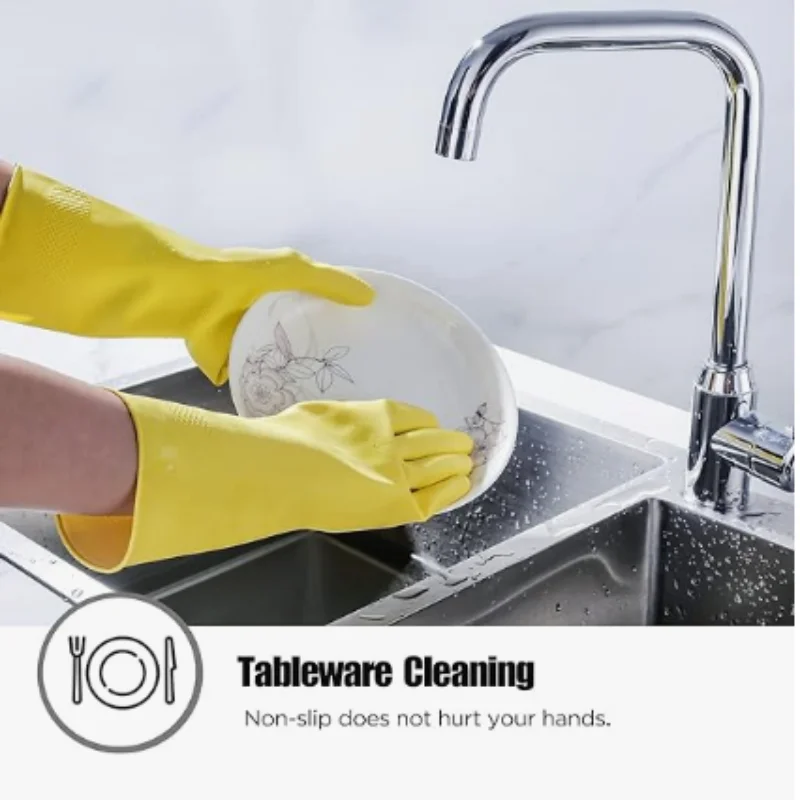 Rubber cleaning gloves  for Household  Re-useable dish washing gloves for Kitchen