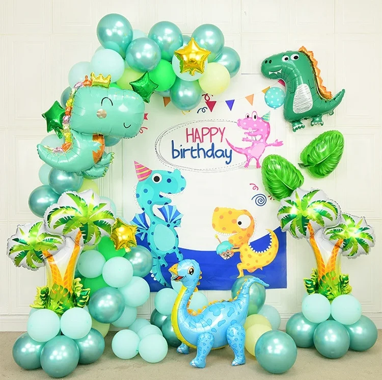 Combination  jungle wild one themed animals dinosaur Balloons for camping Party Window Dressing boy Birthday Anniversary Deco
