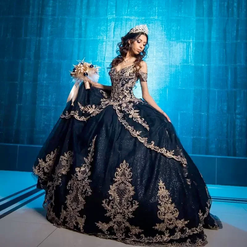 Милые Свадебные платья MQ009 темно-синие принцессы 15 anos Quinceanera милые 16 бальные для выпускного вечера