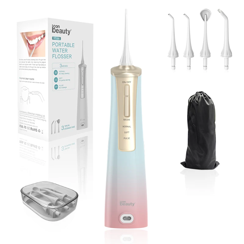 Iconbeauty built-in 1,400 mAh battery portable oral irrigator water flosser with 200ml water tank