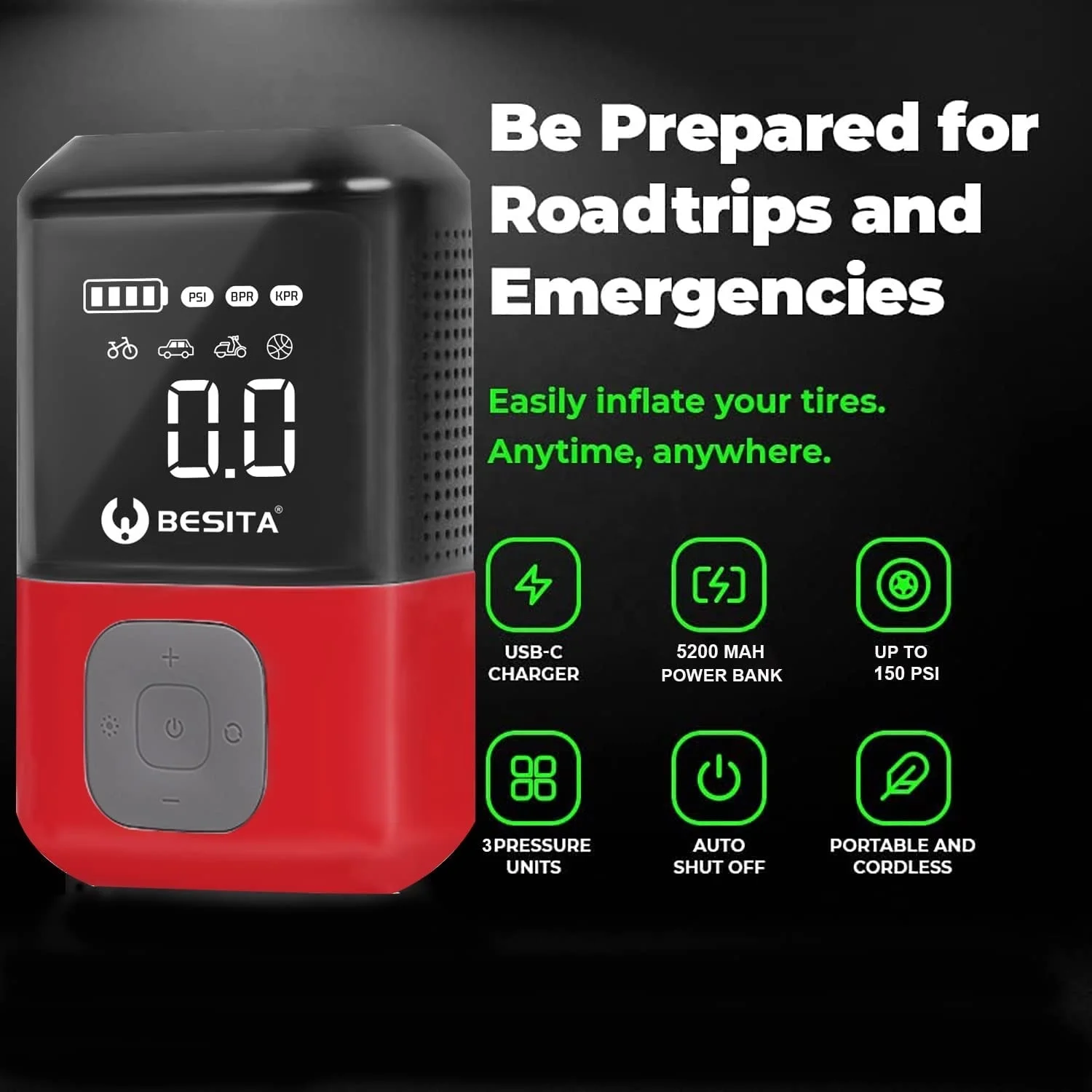 Portable Air Pump USB Charging Handheld Car Tire Inflator Rechargeable Air Pump Tire Inflator