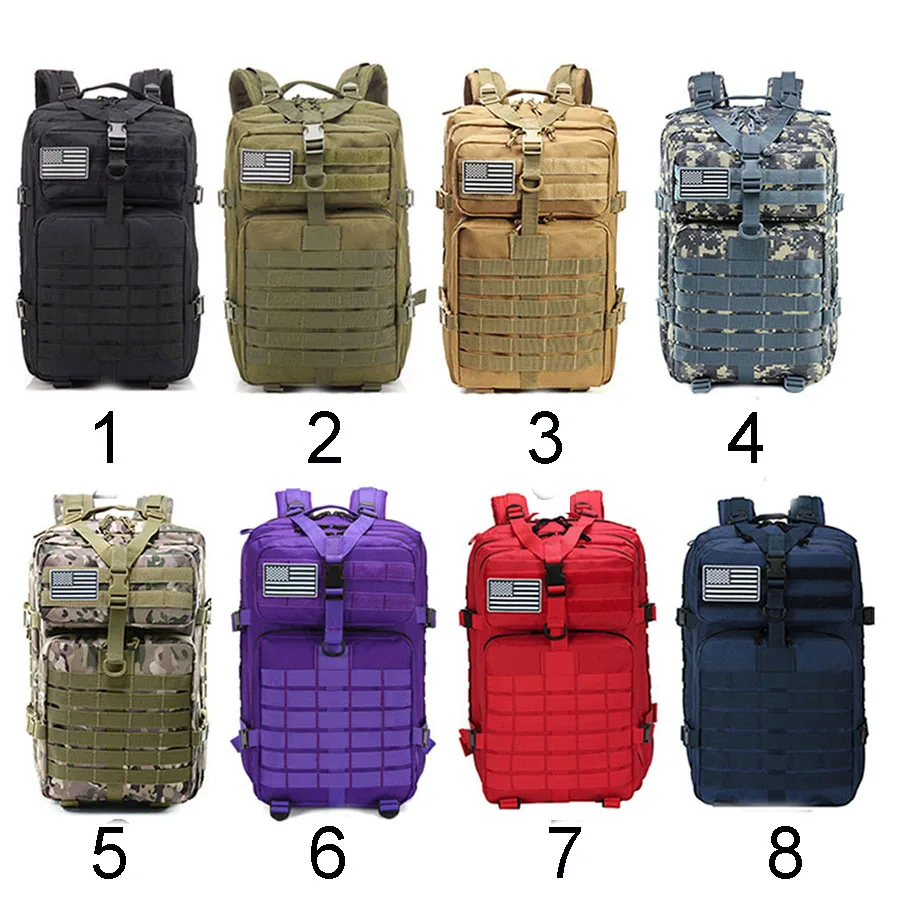 45L Camouflage Oxford Climbing Camping  Travelling Oxford Molle Rucksacks Hiking Tactical Backpack