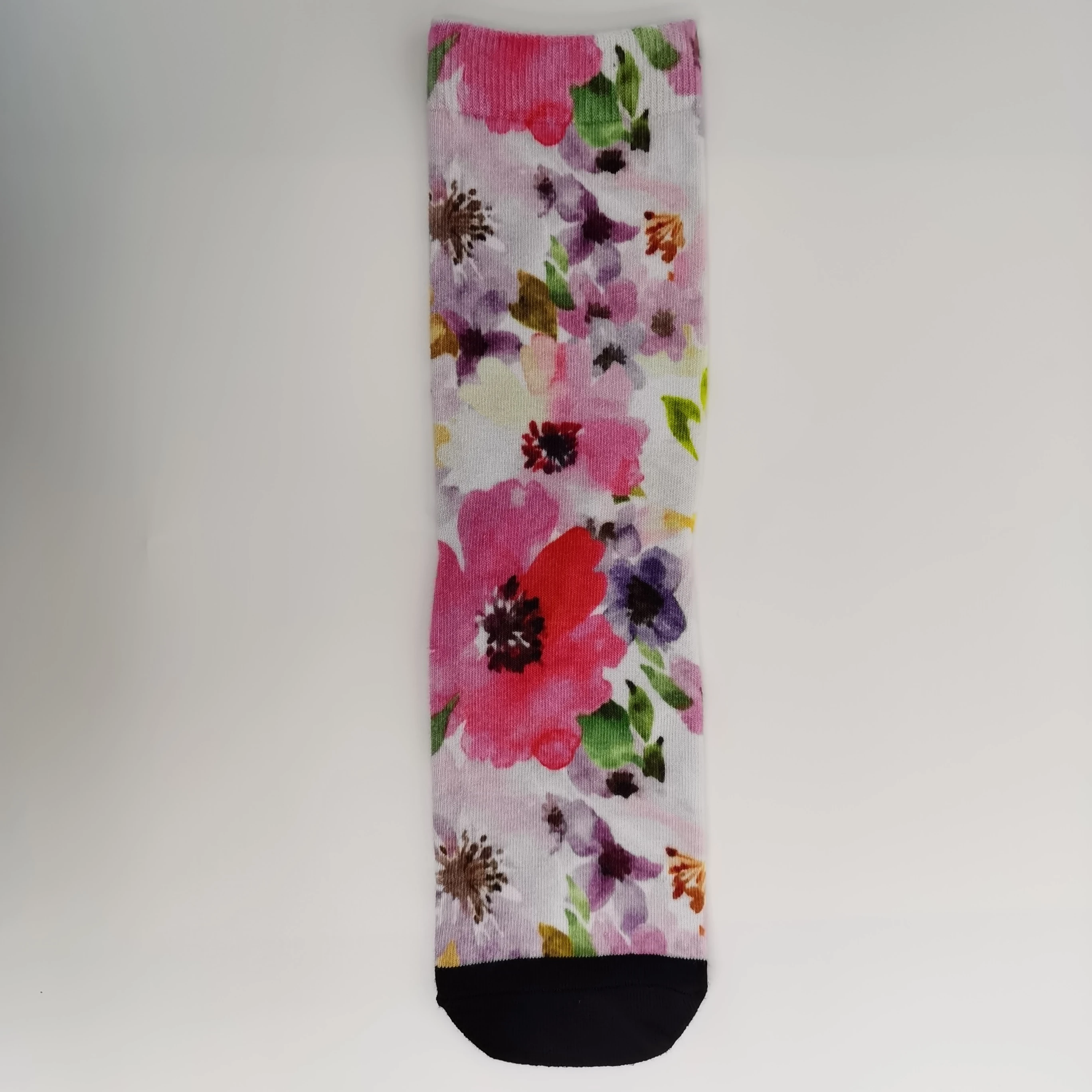 
Modern new 3D printing technology sublimation flower printing custom leisure shopping in the tube ladies cotton socks 