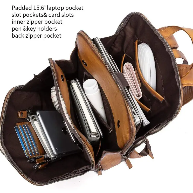 Large Shoulder Messenger Business Office Briefcase Laptop Sleeve Case Leather Laptop Backpack Bag