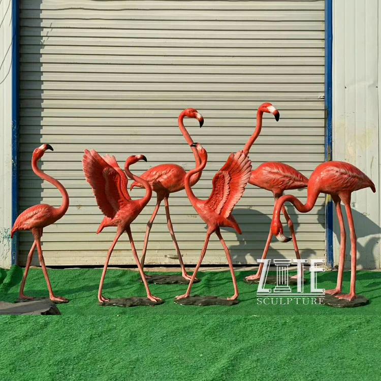 Garden Decoration Fiberglass Animal Sculpture Life Size Resin Flamingo Statue