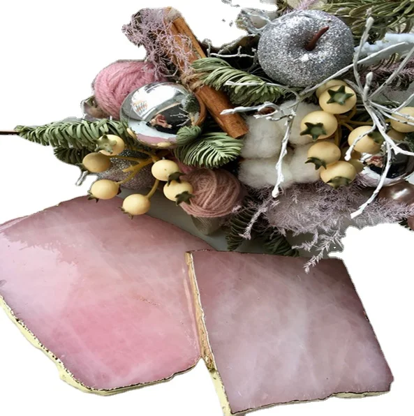 Natural Crystal Gemstone Natural Agate Platters Cheese Board Pink Rose Quartz Tray