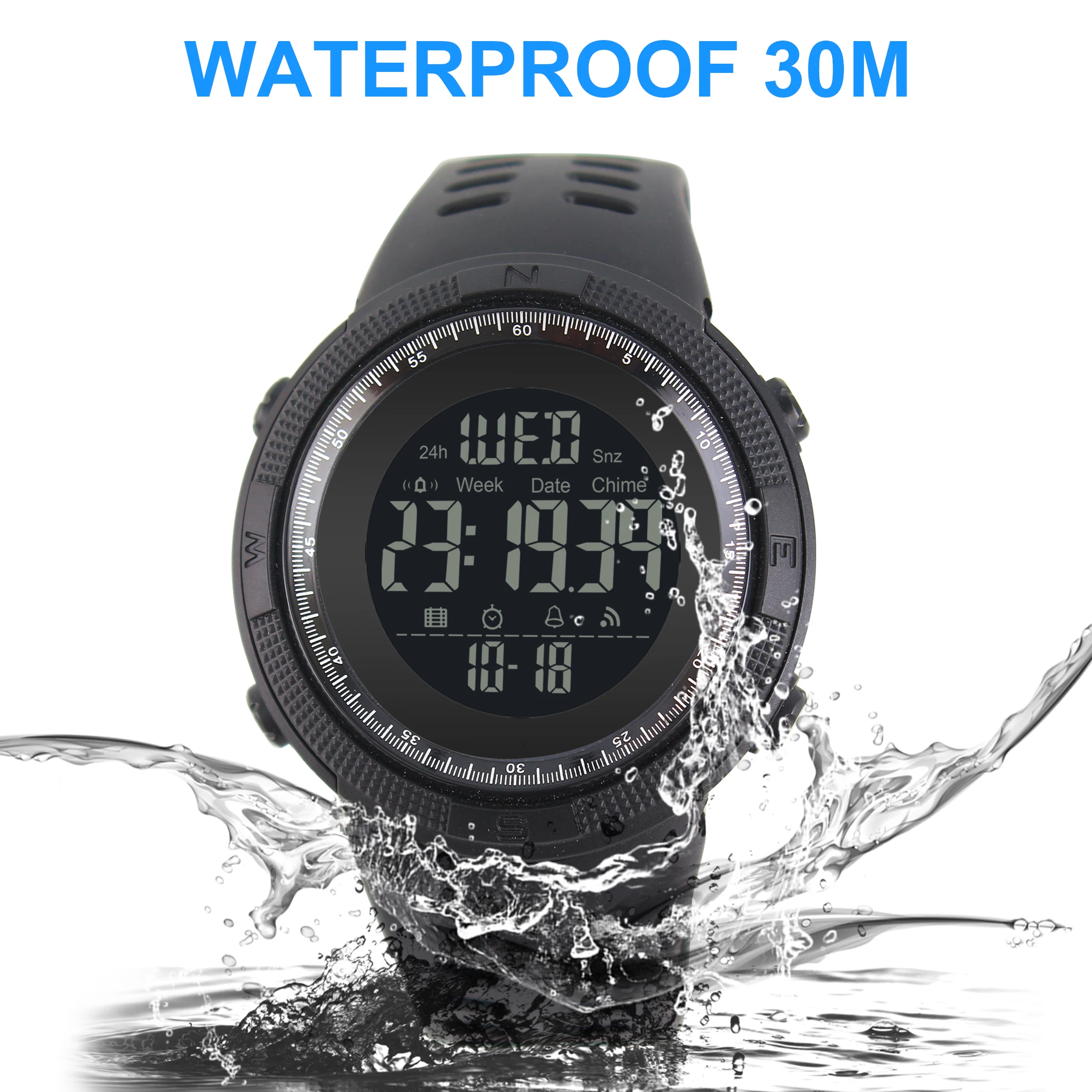 Hot sell wrist watch man double time men fashion watch Silicone Band Male Sport Watches