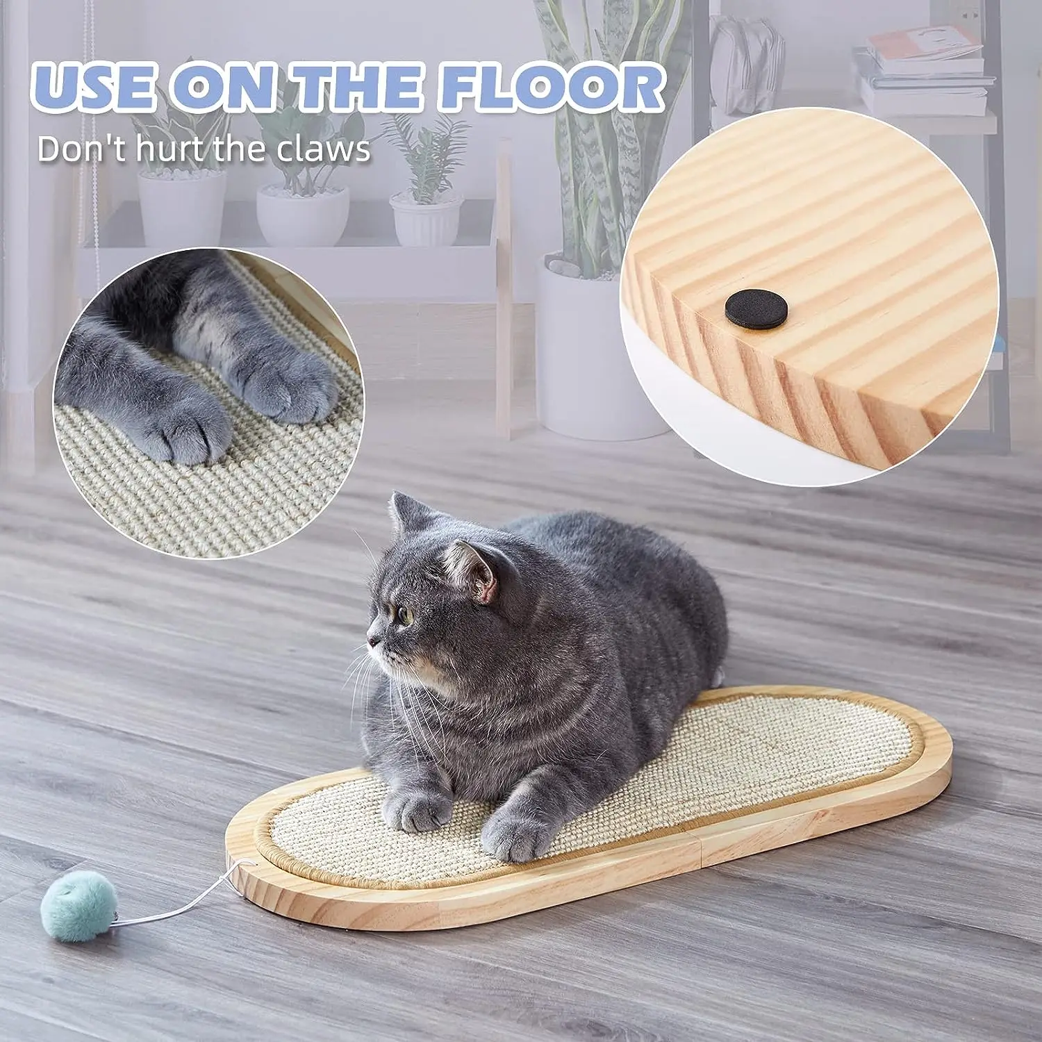 Modern Eco-Friendly Cat Tree Wholesale Wood Scratcher Board with Sisal and Jute Customizable Model for Pet Playing