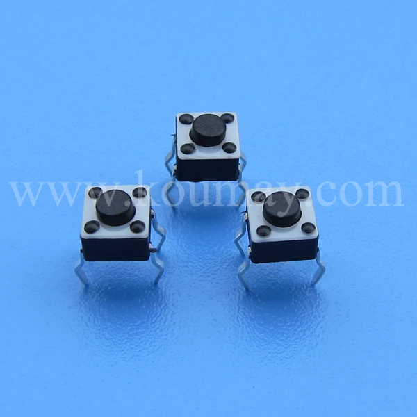 4.5 x 4.5X3.8/5/6/7mm 50mA 12v Dip Vertical push button tactile switch, through hole 4 pin, knob height 250gf