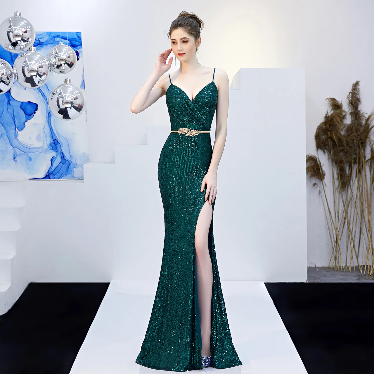 High Quality Fairy Atmosphere Dreamy Party Sexy Long Style Slimming Performance Fish Tail Long Skirt Evening Dress