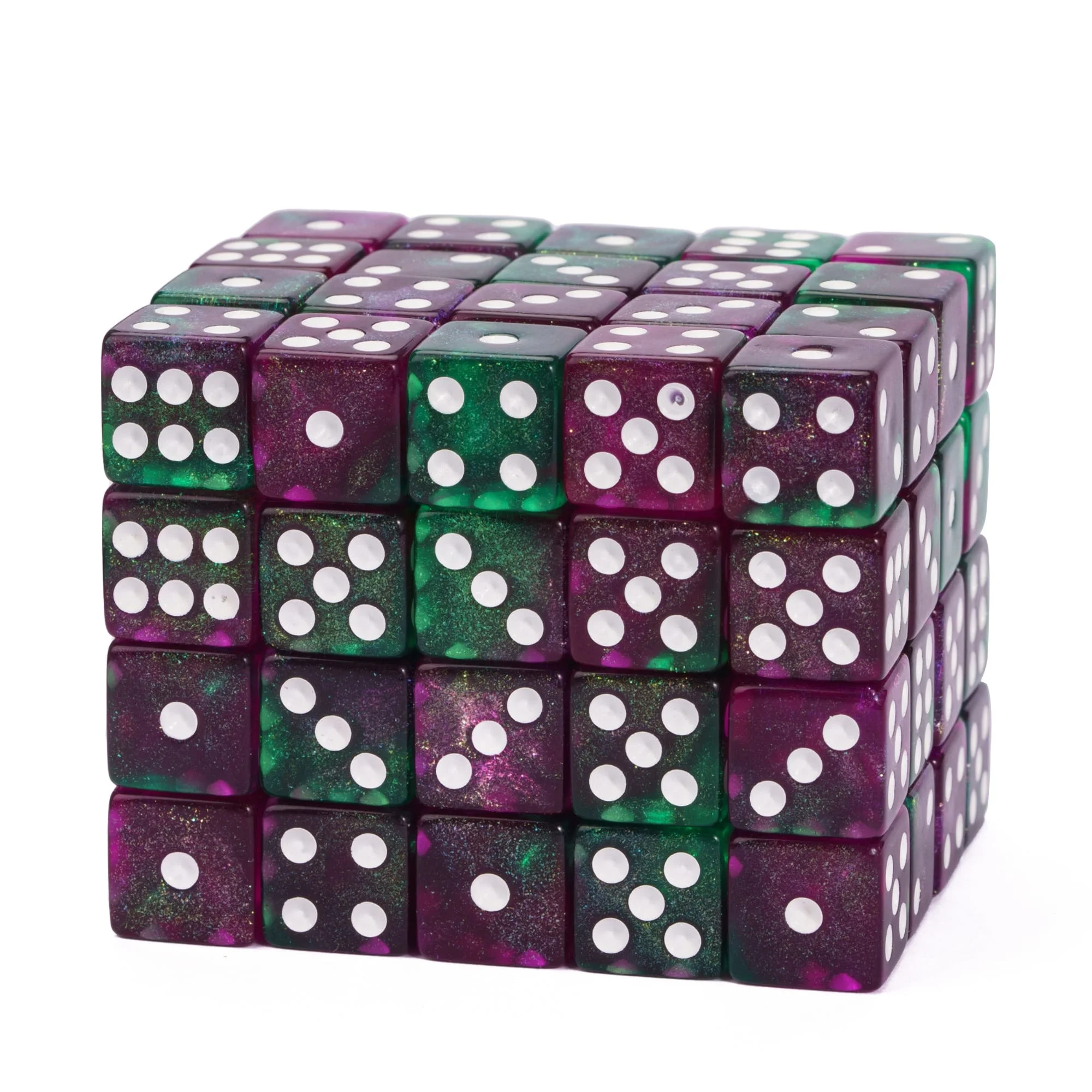 Udixi 12mm Color Blend Acrylic Glitter D6 Pip Dice Dungeons and Dragons for Left Right Center board Dice Game