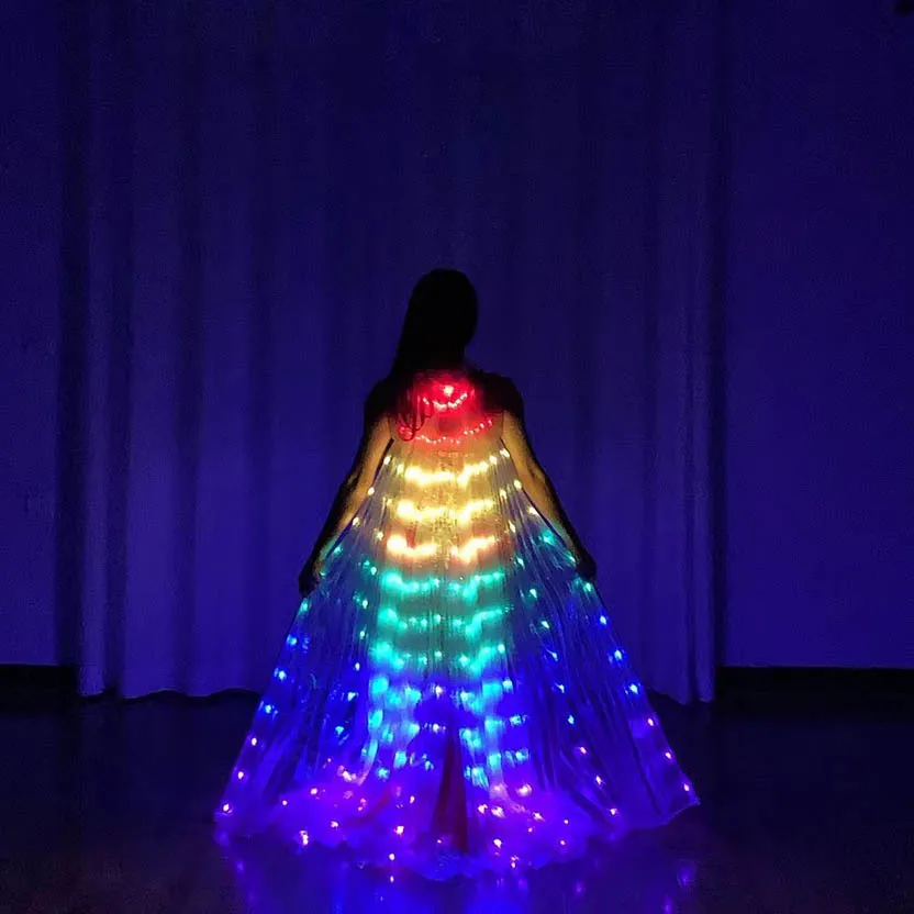 Light Up Led Isis Wings Belly Dance Carnival Rave Costumes Outfitsfor Women Adults