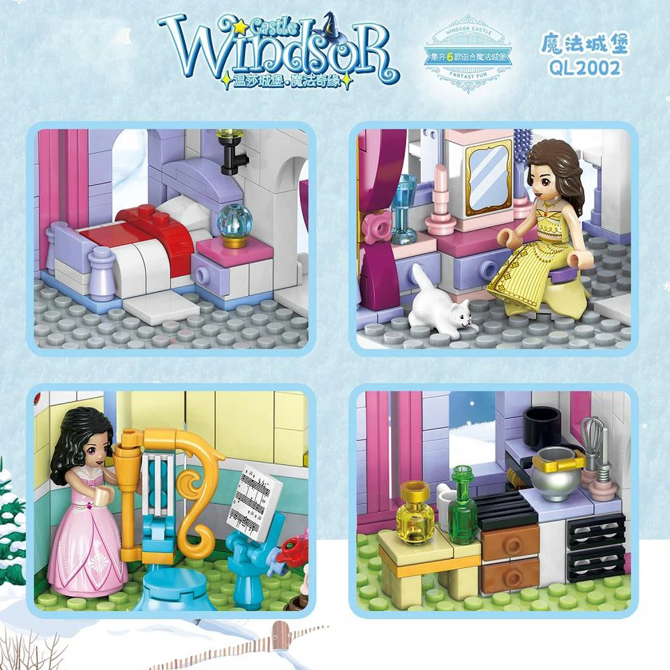 HW TOYS QL2002 1199PCS Girls Princess Castle House Construct Block Assembly Building Blocks Set
