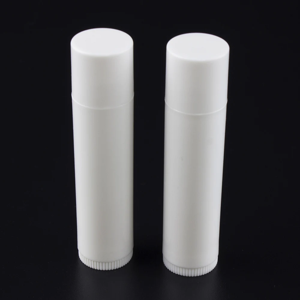 white 4.8g white plastic container , buy LB02-4.8g white round empty case, eco friendly empty plastic tubes for lip balm