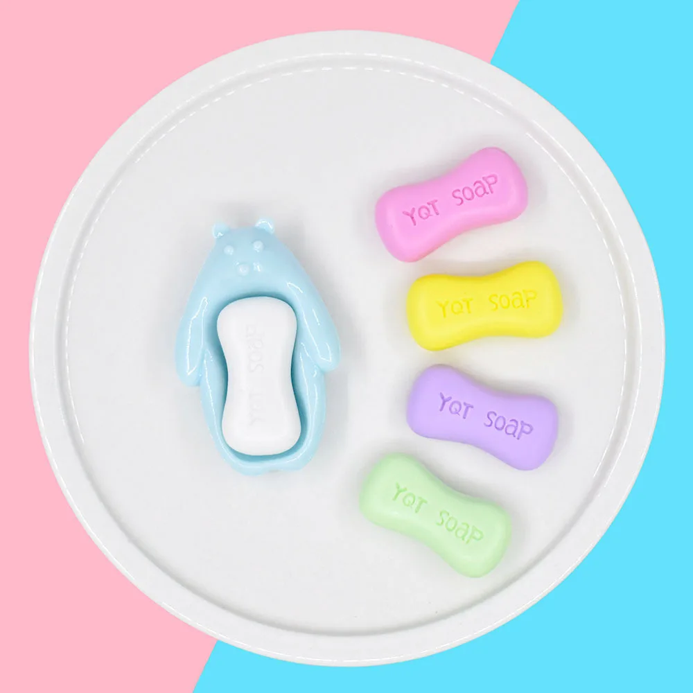 Kawaii Miniature Soap And Soap Box Resin Charms For DIY Cream Glue Phone Case Accessories Dollhouse Mini toys Crocs Decoration