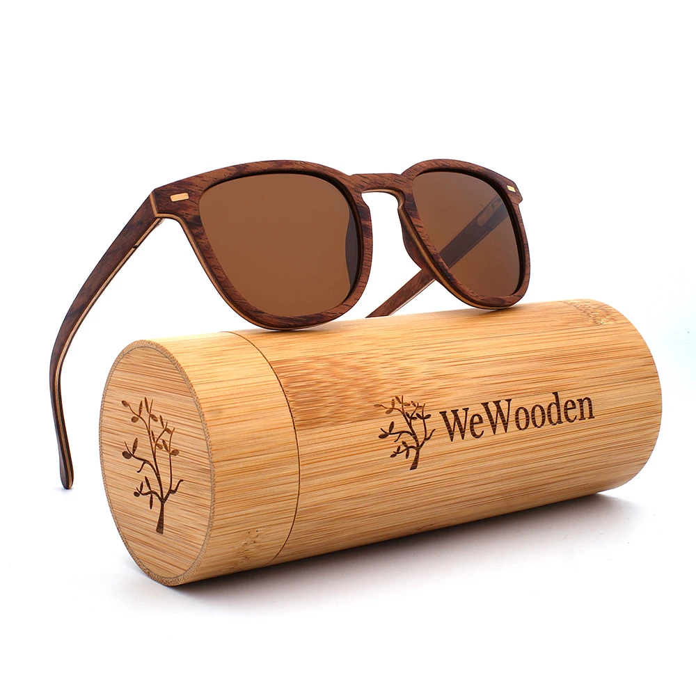 Natural Bamboo Wooden Sunglasses Handmade Polarized Mirror Coating Lenses Eyewear With Gift Box