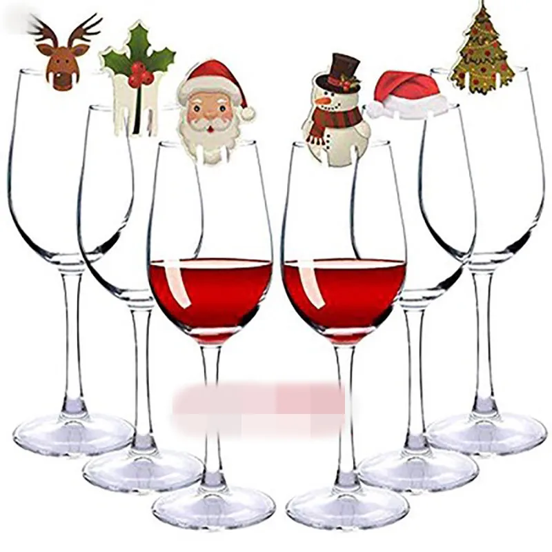 Christmas Decorations 10PCS Christmas Hat Red Wine Cup Card